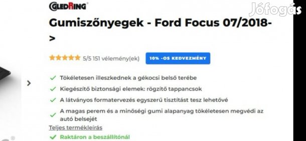 Ford Focus méretpontos gumiszőnyeg 2007-2018