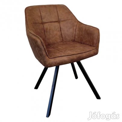 Forgó étkezőszék, sötétbarna szövet csiszolt bőr hatással, SAMANTA