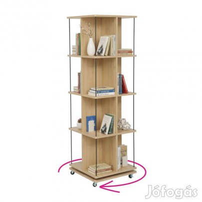 Forgó polcállvány, tölgy/fekete, POTOR
