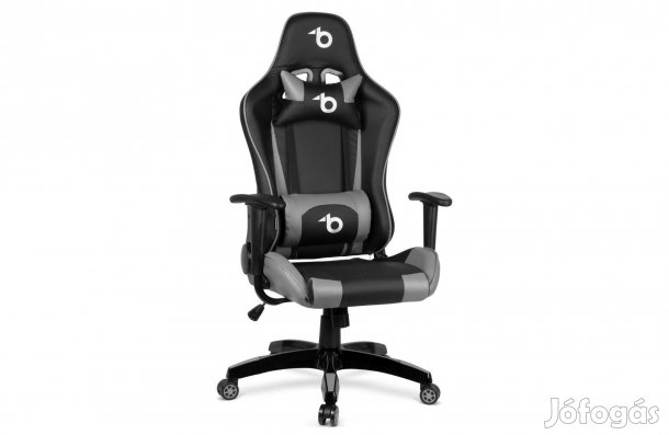 Forgószék Gamer szék - derékpárnával, fejpárnával Fekete szürke