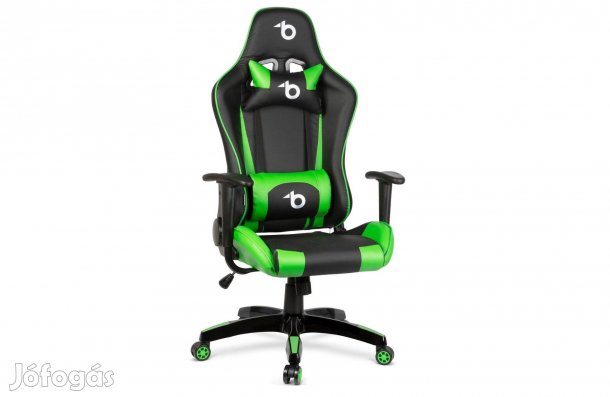 Forgószék Gamer szék - derékpárnával, fejpárnával Fekete zöld