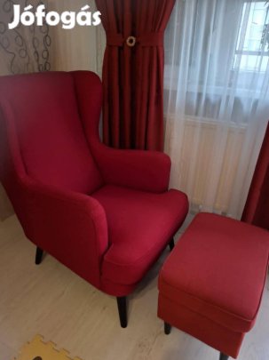 Fotel piros új állapotú lábtartóval