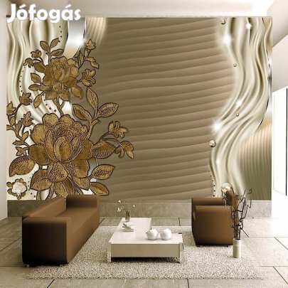 Fotótapéta - Arany hullám és virágok