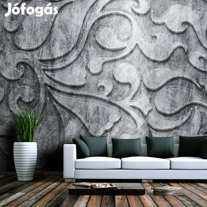 Fotótapéta - Ezüst háttér virágmintás