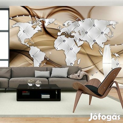 Fotótapéta - Fehér gyémánt mintás világtérkép