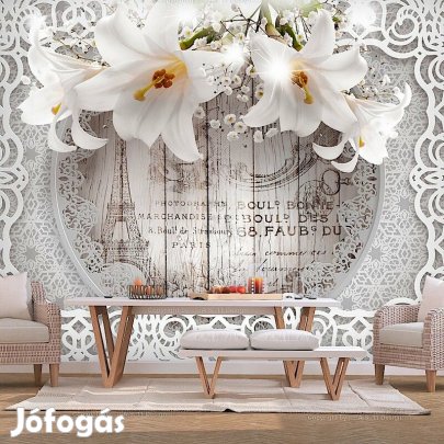 Fotótapéta - Liliomok fa háttérrel