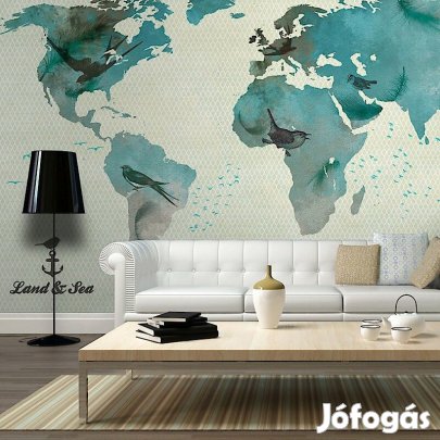 Fotótapéta - Madár mintás világtérkép