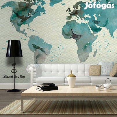 Fotótapéta - Madár mintás világtérkép