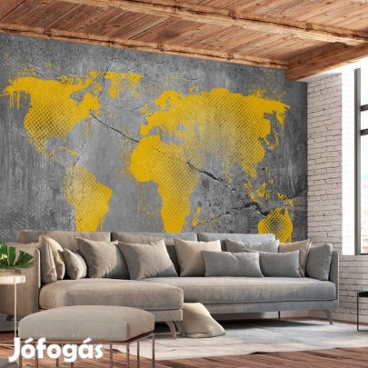 Fotótapéta - Sárgára festett világtérkép