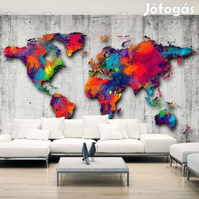 Fotótapéta - Színes világtérkép deszka háttéren