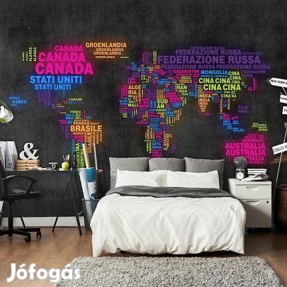 Fotótapéta - Színes világtérkép olasz országnevekből