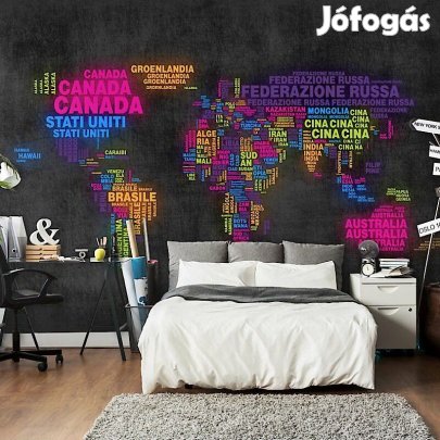 Fotótapéta - Színes világtérkép olasz országnevekből