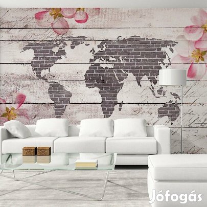 Fotótapéta - Téglafal mintás világtérkép
