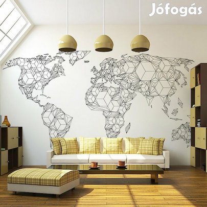 Fotótapéta - Világtérkép fehér téridomokból