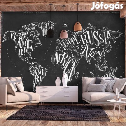 Fotótapéta - Világtérkép fekete-fehérben 2