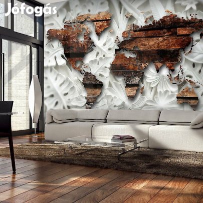 Fotótapéta - Világtérkép növény mintán