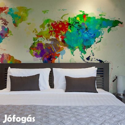 Fotótapéta - Világtérkép színes festékfoltokból