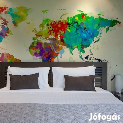 Fotótapéta - Világtérkép színes festékfoltokból