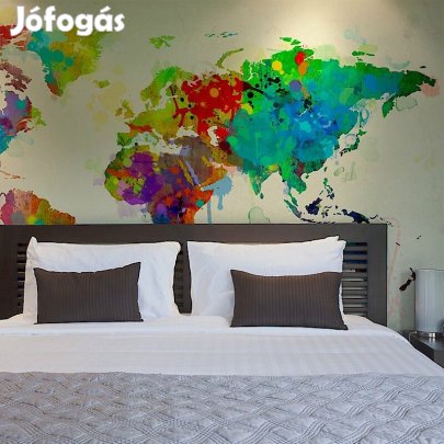 Fotótapéta - Világtérkép színes festékfoltokból