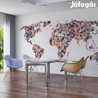Fotótapéta - Világtérkép színes négyzetekből 2