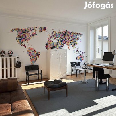 Fotótapéta - Világtérkép színes négyzetekből