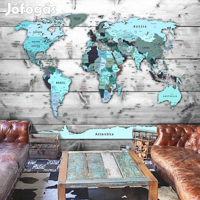 Fotótapéta - Világtérkép tapéta falra: kék kontinensek