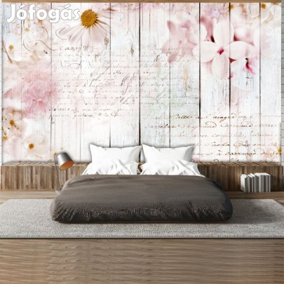 Fotótapéta - Virágok deszka háttérrel