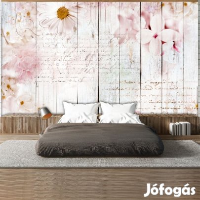 Fotótapéta - Virágok deszka háttérrel