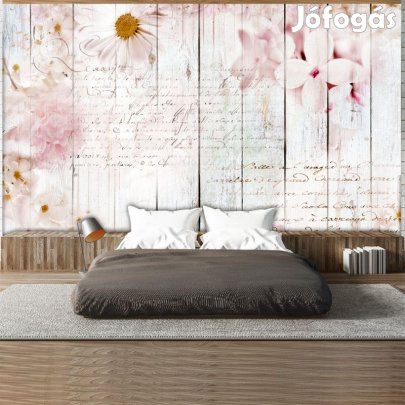 Fotótapéta - Virágok deszka háttérrel