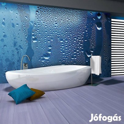 Fotótapéta - Vízcseppek a kék üveg