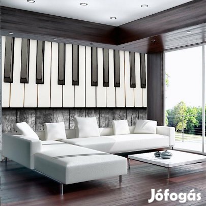 Fotótapéta - Zongorabillentyűk szürke deszkákon