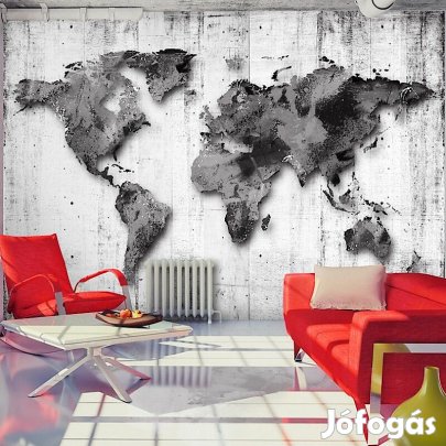 Fotótapéta -  Szürke árnyalatú világtérkép