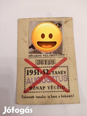 Fővárosi villamosvasút K.V.igazolvany tanulóhetijegy váltásra