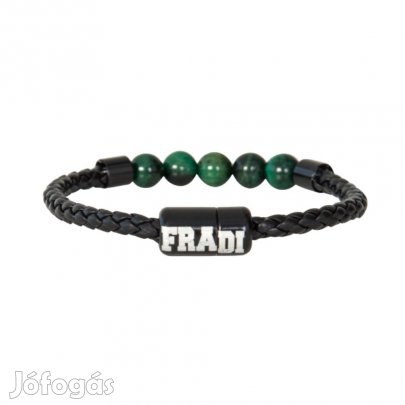 Fradi karkötő fekete fonott zöld kövekkel