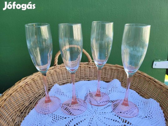 Francia Luminarc Arcoroc rózsaszín szárú pezsgős kehely 4 db