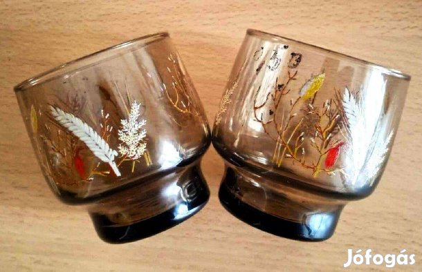 Francia Luminarc búzakalászos 12 db. gyönyörű füstüveg pohár