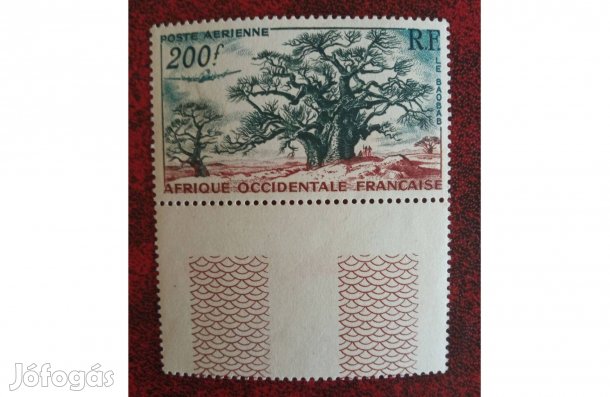 Francia Nyugat-Afrika 200f légiposta bélyeg ívszéllel