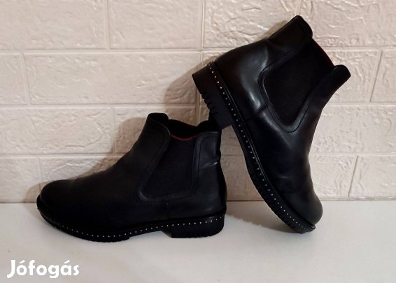Francia, bőr, bélelt, Chelsea-stílusú bokacsizma 38-38.5-es - Újszerű!
