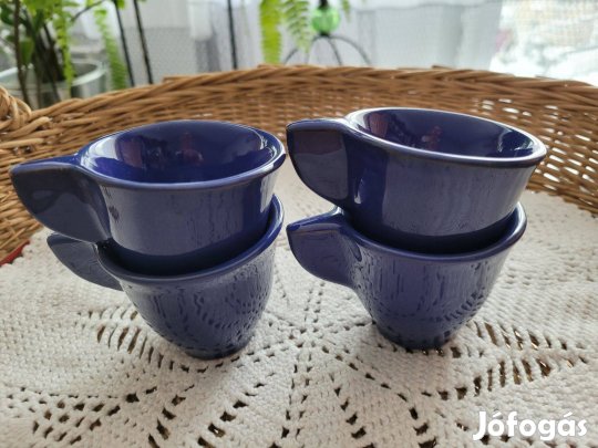 Francia "fines de les pres" kobaltkék kerámia kávés csésze