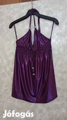 Francia fényes lila divatos top