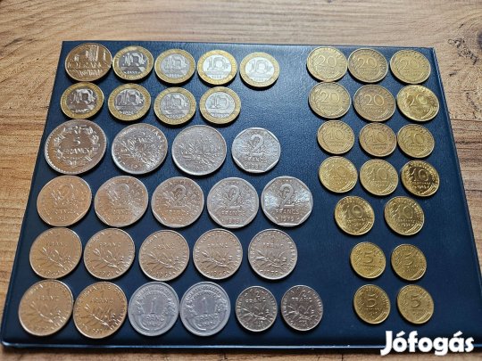 Francia frank és centime (1935-1992) érme csomag lot (47db érme)