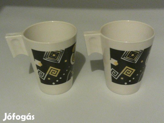 Francia helytakarékos modern üveg bögre, csésze ( 2 db. )