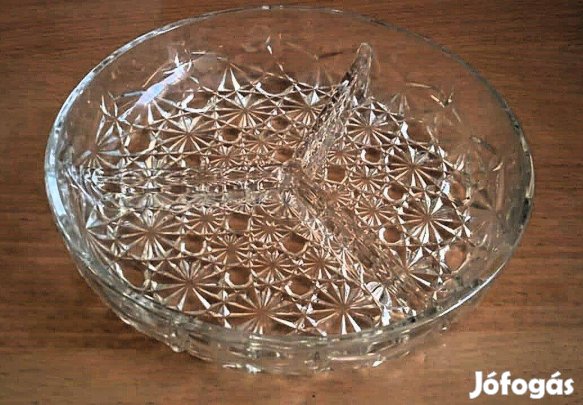 Francia osztott, Luxhem de Veropa mesés kristályüveg tálaló/kínáló tál