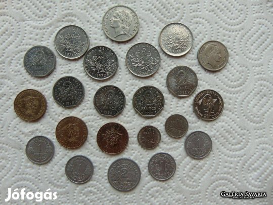 Franciaország 22 darab fémpénz LOT ! Kép szerinti állapotban