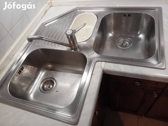 Franke, olasz, 3 részes sarok mosogató, használt