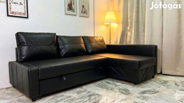 Friheten Sarokkanapé tárolóval, Bomstad fekete (ágyazható)