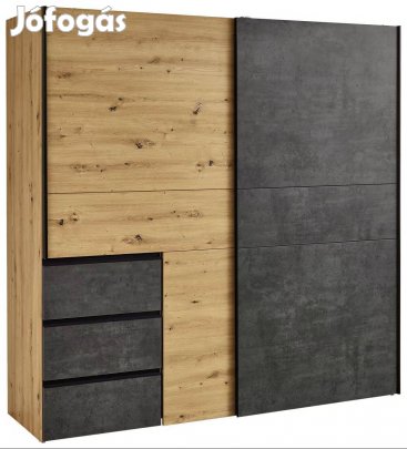 Függesztett Tolóajtós Szekrény sötétszürke, Artisan tölgy