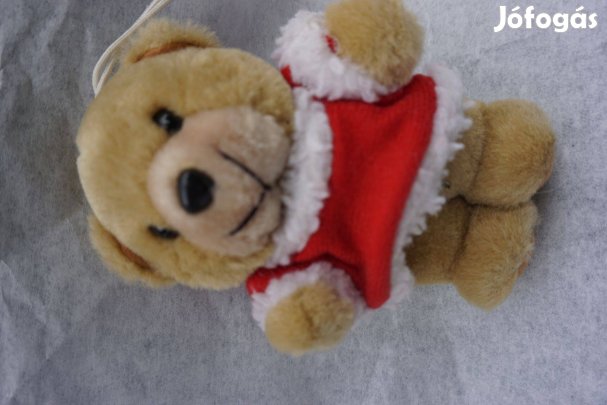 Függeszthető plüss maci piros bekecsben eladó