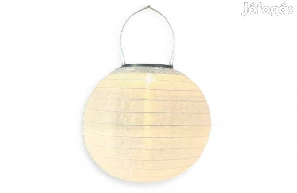 Függő napelemes lámpa szövetgömb meleg fényű LED-del