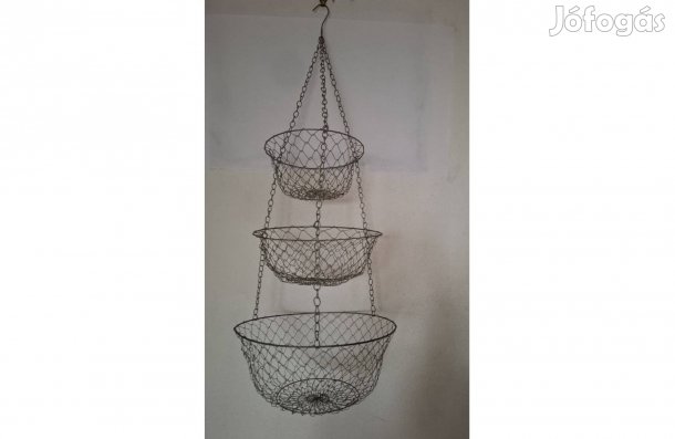 Függő összecsukható 3szintes fém zöldség-gyümölcs tároló